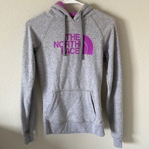 Gray and purple North Face Womens hoodie